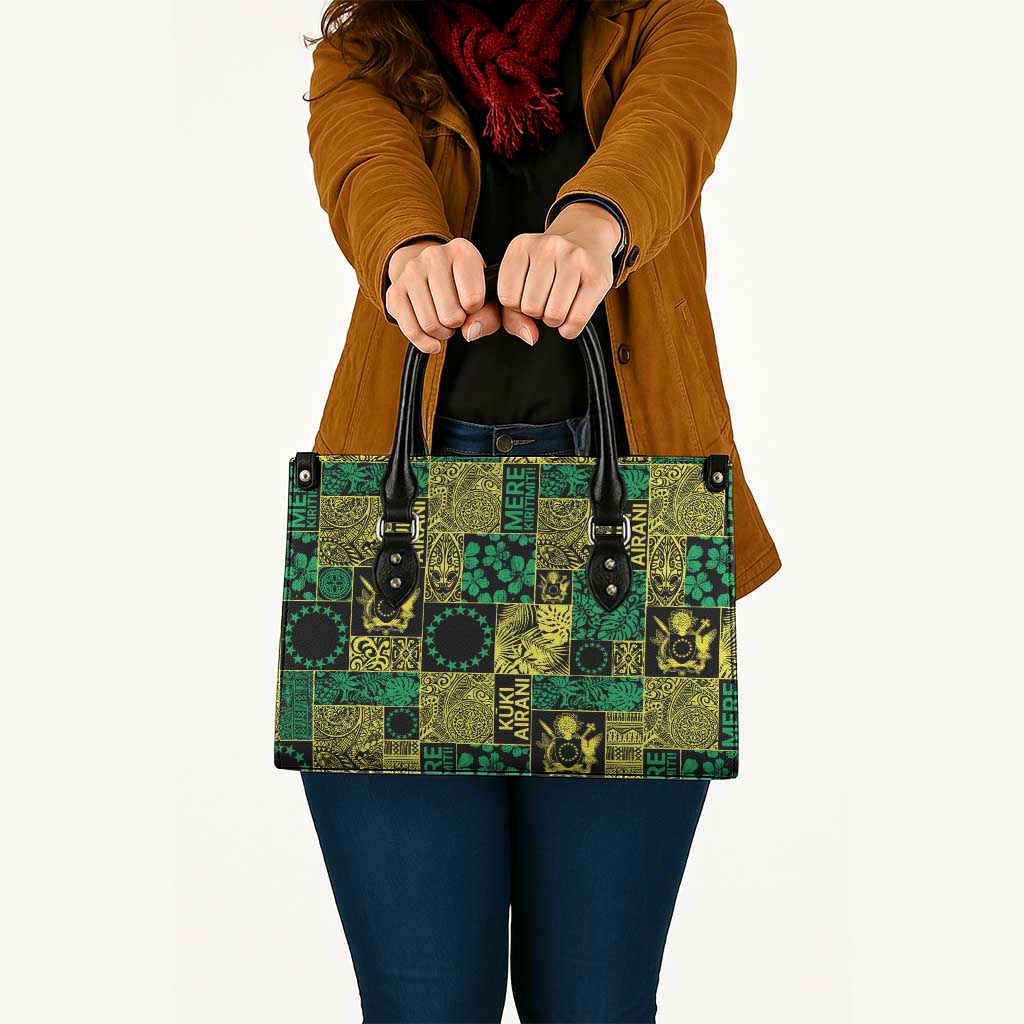 Cook Islands Mere Kiritimiti Leather Bag Pacific Patchwork Xmas Vibes - Polynesian Pride