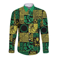 Cook Islands Mere Kiritimiti Long Sleeve Button Shirt Pacific Patchwork Xmas Vibes - Polynesian Pride