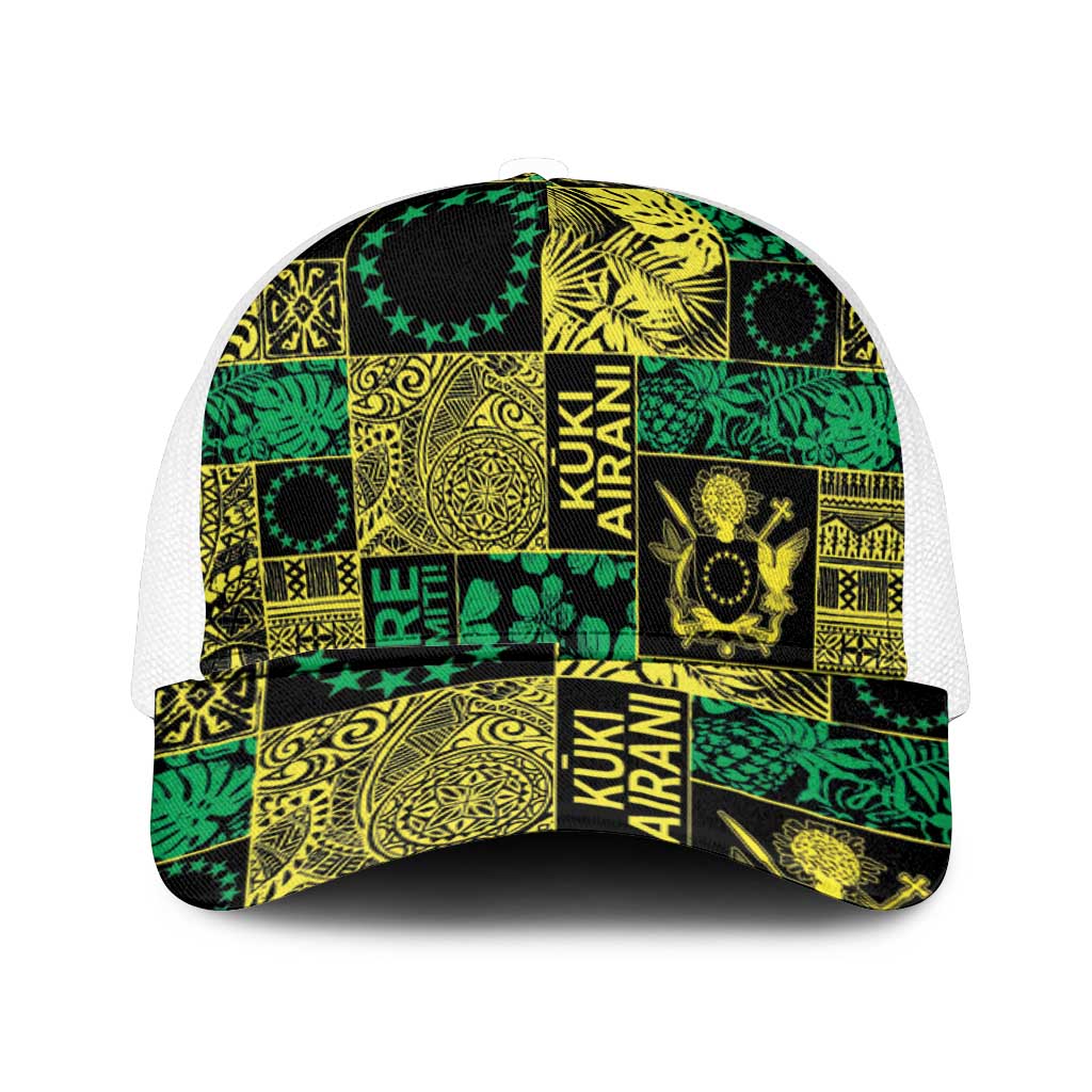 Cook Islands Mere Kiritimiti Mesh Trucker Cap Pacific Patchwork Xmas Vibes - Polynesian Pride
