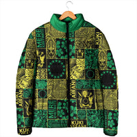 Cook Islands Mere Kiritimiti Padded Jacket Pacific Patchwork Xmas Vibes - Polynesian Pride