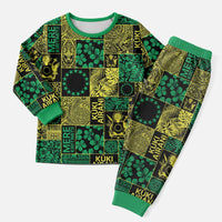 Cook Islands Mere Kiritimiti Christmas Pajama Set Pacific Patchwork Xmas Vibes - Polynesian Pride