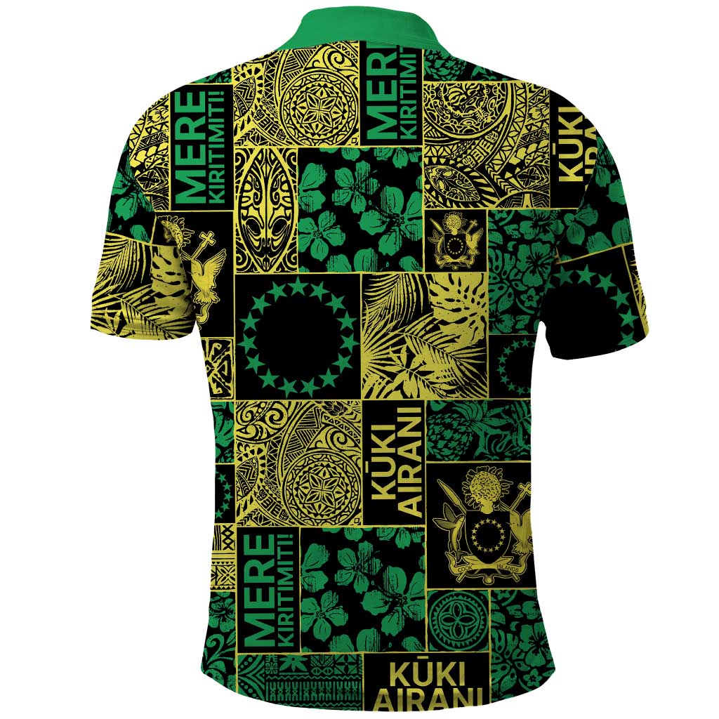 Cook Islands Mere Kiritimiti Polo Shirt Pacific Patchwork Xmas Vibes - Polynesian Pride