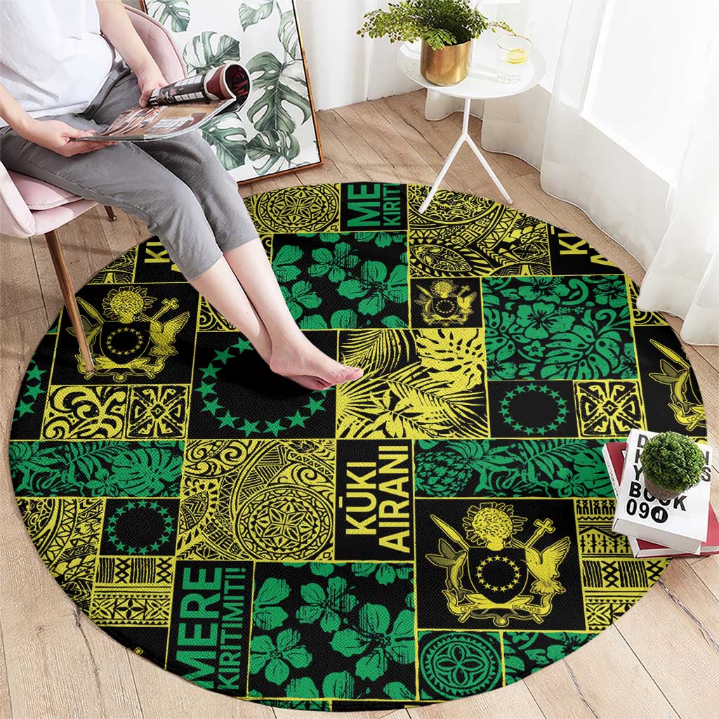 Cook Islands Mere Kiritimiti Round Carpet Pacific Patchwork Xmas Vibes - Polynesian Pride