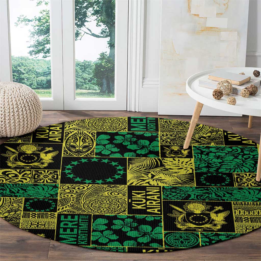 Cook Islands Mere Kiritimiti Round Carpet Pacific Patchwork Xmas Vibes - Polynesian Pride