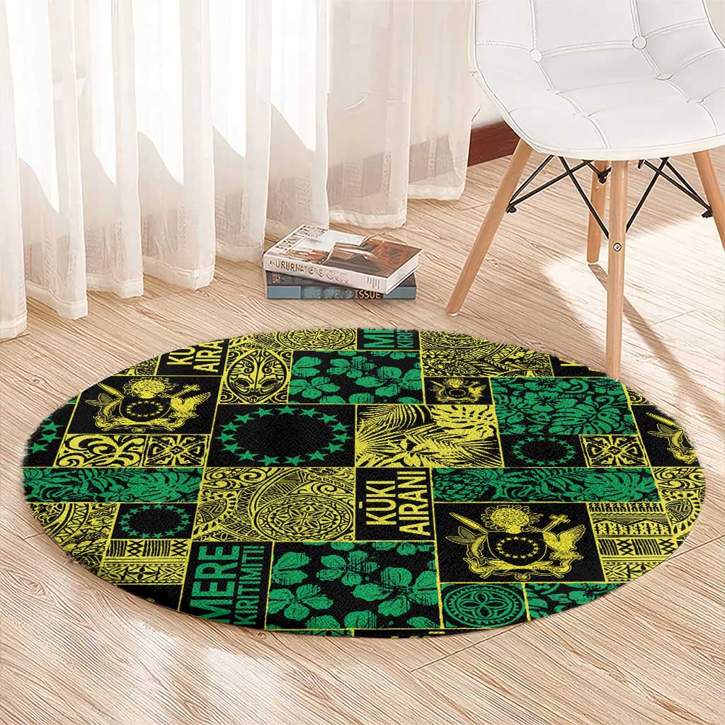 Cook Islands Mere Kiritimiti Round Carpet Pacific Patchwork Xmas Vibes - Polynesian Pride