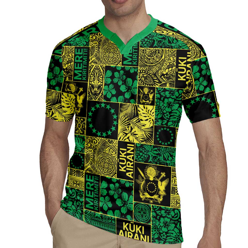 Cook Islands Mere Kiritimiti Rugby Jersey Pacific Patchwork Xmas Vibes - Polynesian Pride