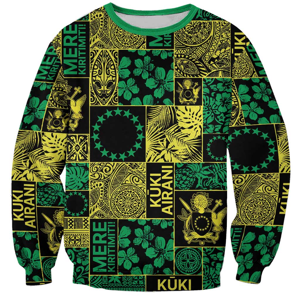 Cook Islands Mere Kiritimiti Sweatshirt Pacific Patchwork Xmas Vibes - Polynesian Pride