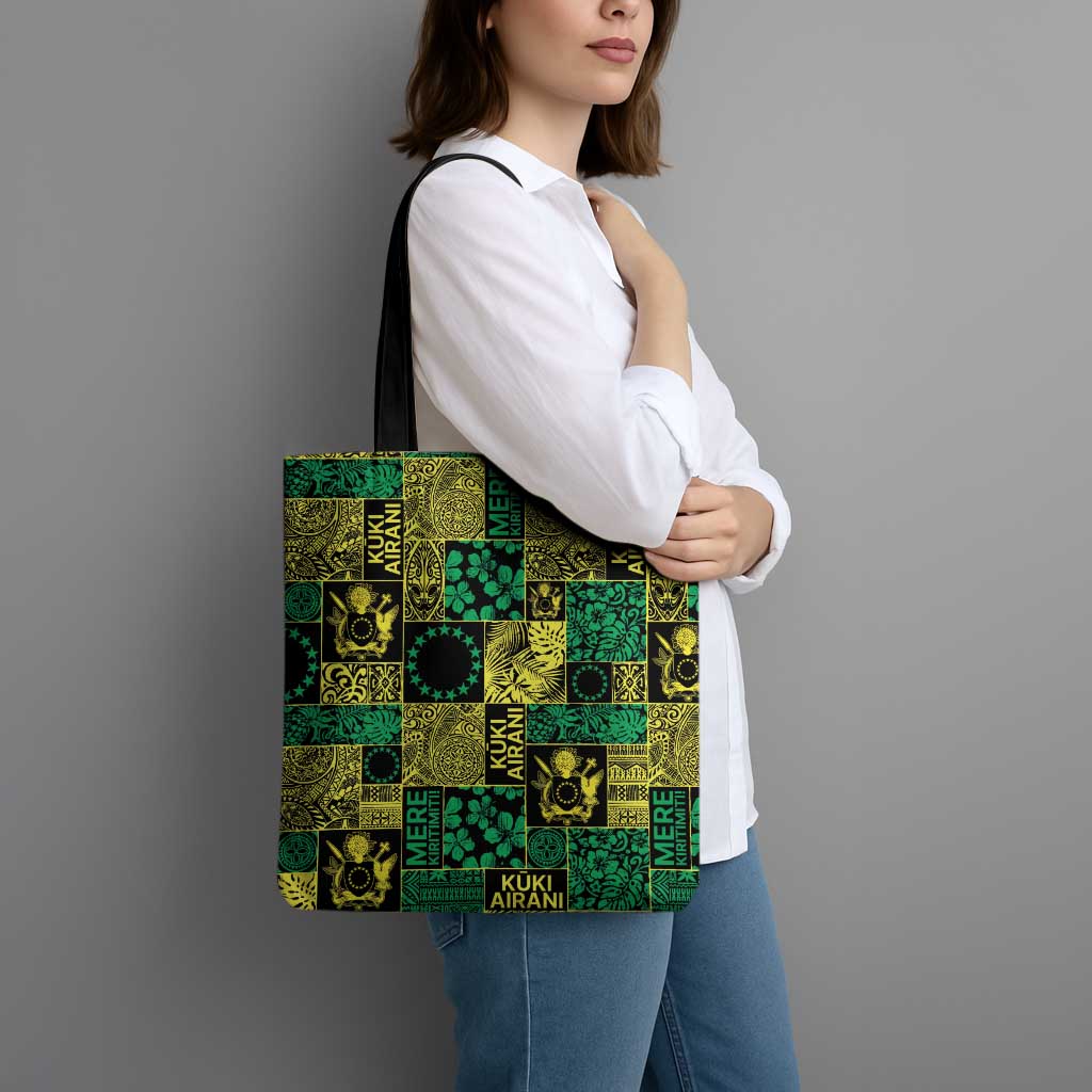 Cook Islands Mere Kiritimiti Tote Bag Pacific Patchwork Xmas Vibes - Polynesian Pride