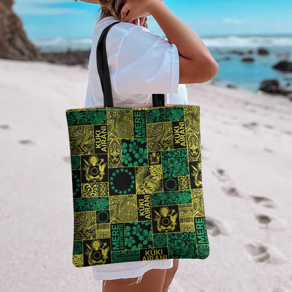 Cook Islands Mere Kiritimiti Tote Bag Pacific Patchwork Xmas Vibes - Polynesian Pride
