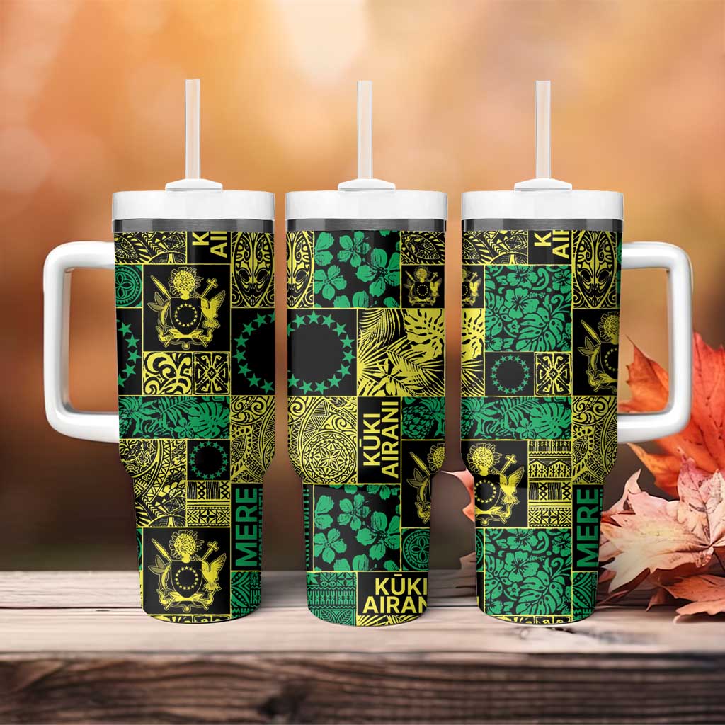 Cook Islands Mere Kiritimiti Tumbler With Handle Pacific Patchwork Xmas Vibes - Polynesian Pride