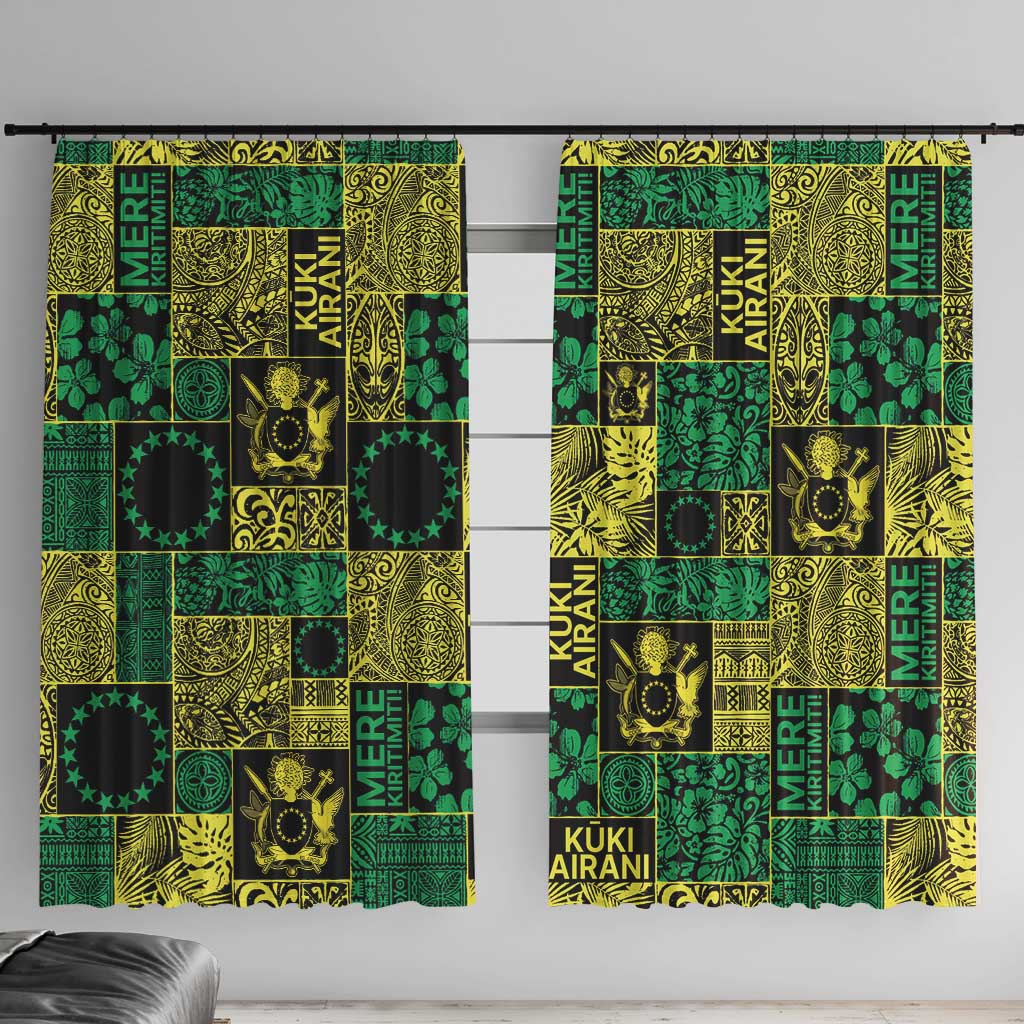Cook Islands Mere Kiritimiti Window Curtain Pacific Patchwork Xmas Vibes - Polynesian Pride