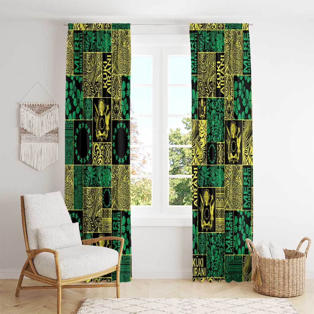 Cook Islands Mere Kiritimiti Window Curtain Pacific Patchwork Xmas Vibes - Polynesian Pride