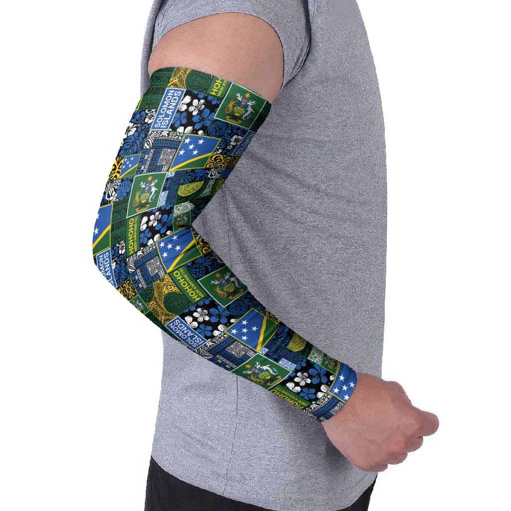 Solomon Islands Meri Kirihimete Arm Sleeves Pacific Patchwork Xmas Vibes - Polynesian Pride