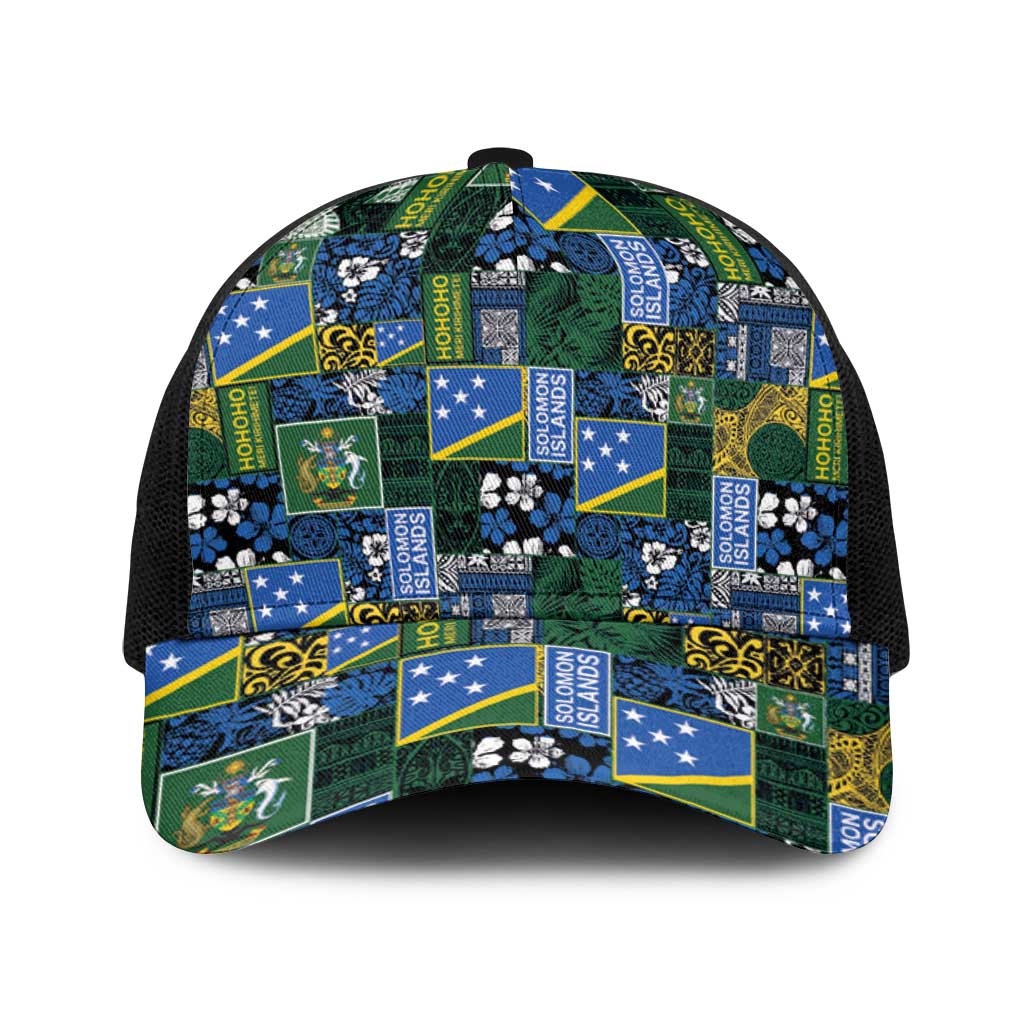 Solomon Islands Meri Kirihimete Baseball Net Cap Pacific Patchwork Xmas Vibes - Polynesian Pride
