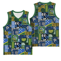 Solomon Islands Meri Kirihimete Basketball Jersey Pacific Patchwork Xmas Vibes - Polynesian Pride