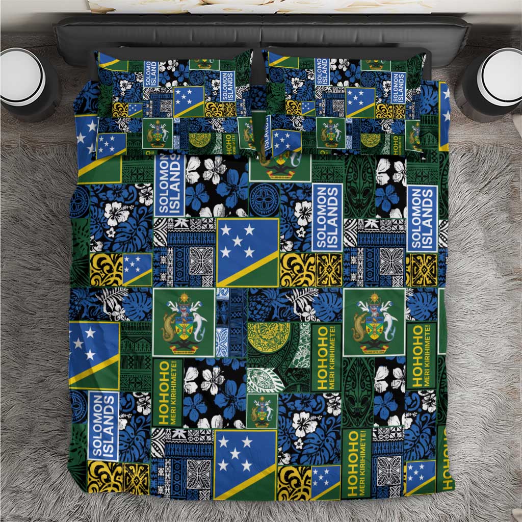 Solomon Islands Meri Kirihimete Bedding Set Pacific Patchwork Xmas Vibes - Polynesian Pride