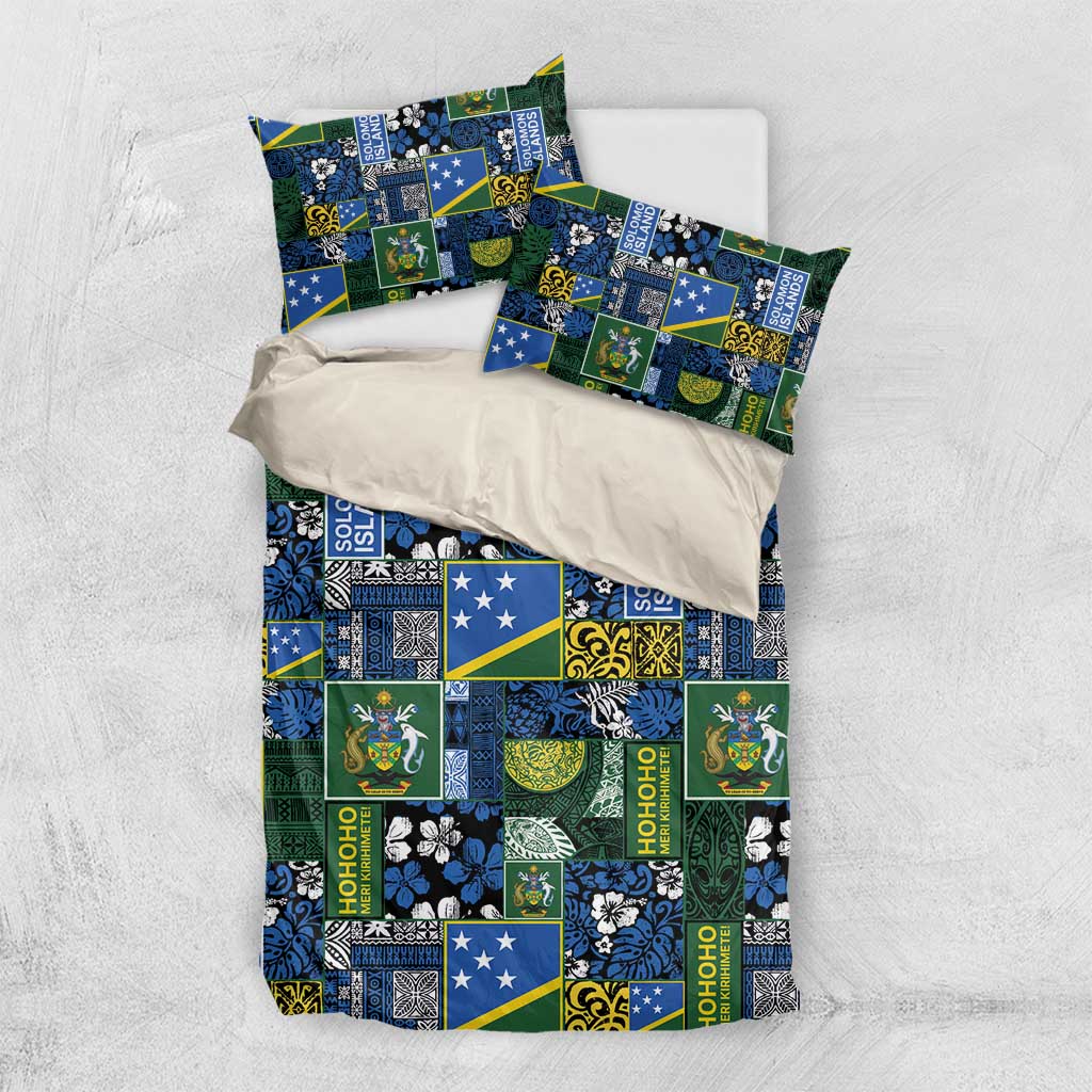 Solomon Islands Meri Kirihimete Bedding Set Pacific Patchwork Xmas Vibes - Polynesian Pride
