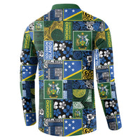 Solomon Islands Meri Kirihimete Button Sweatshirt Pacific Patchwork Xmas Vibes - Polynesian Pride