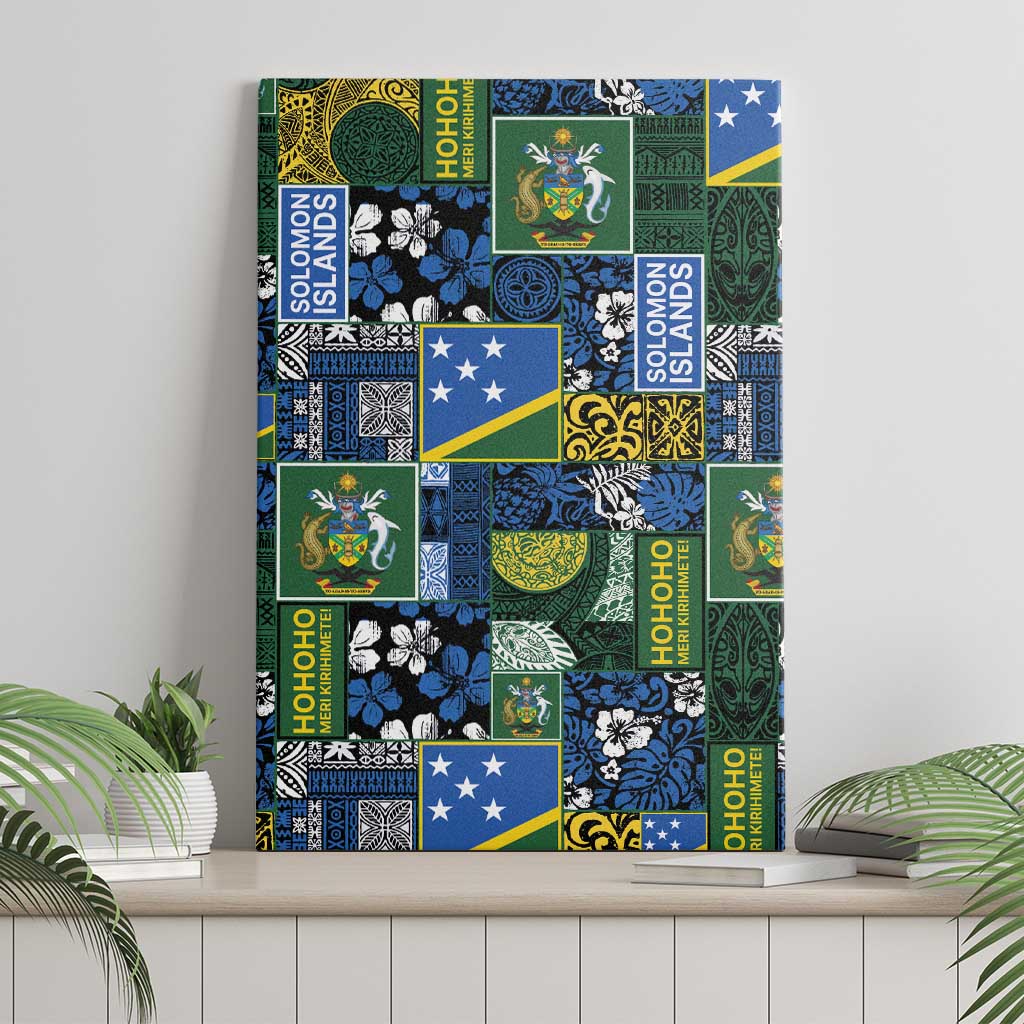 Solomon Islands Meri Kirihimete Canvas Wall Art Pacific Patchwork Xmas Vibes - Polynesian Pride