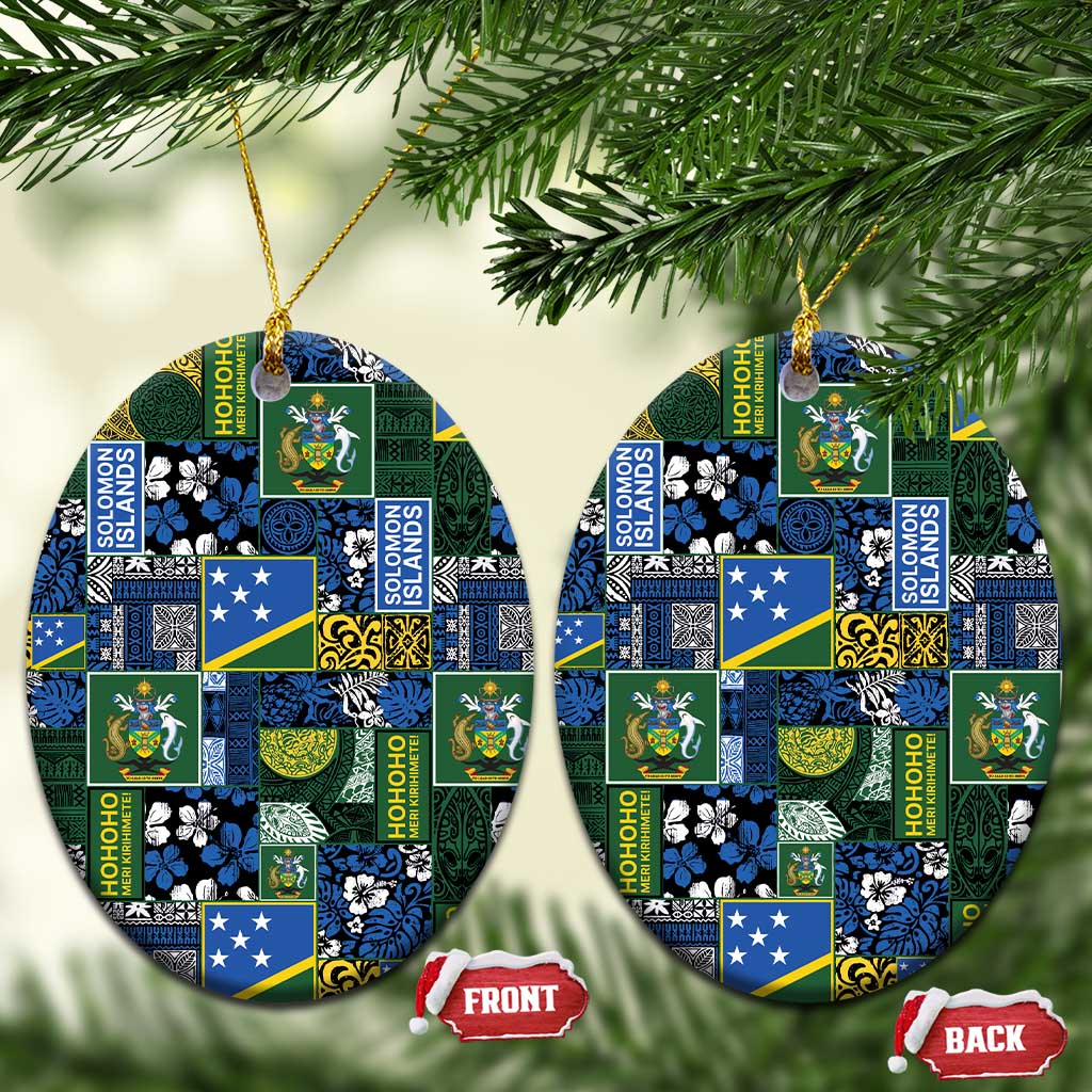 Solomon Islands Meri Kirihimete Ceramic Ornament Pacific Patchwork Xmas Vibes - Polynesian Pride