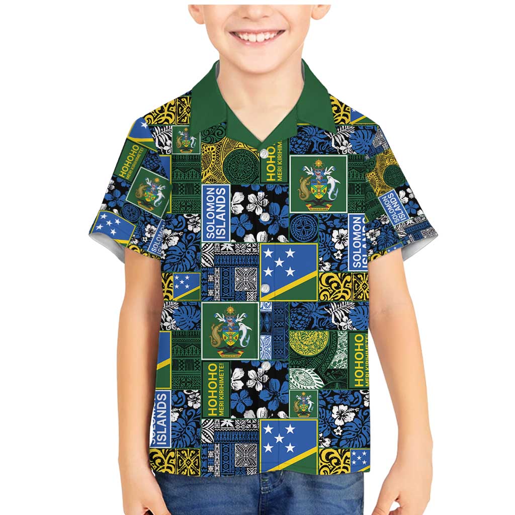 Solomon Islands Meri Kirihimete Family Matching Mermaid Dress and Hawaiian Shirt Pacific Patchwork Xmas Vibes - Polynesian Pride