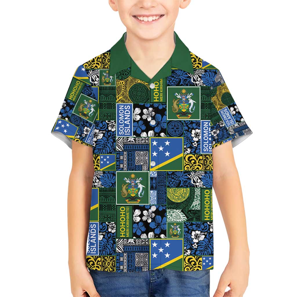 Solomon Islands Meri Kirihimete Family Matching Summer Maxi Dress and Hawaiian Shirt Pacific Patchwork Xmas Vibes - Polynesian Pride