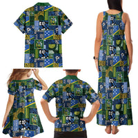 Solomon Islands Meri Kirihimete Family Matching Tank Maxi Dress and Hawaiian Shirt Pacific Patchwork Xmas Vibes - Polynesian Pride