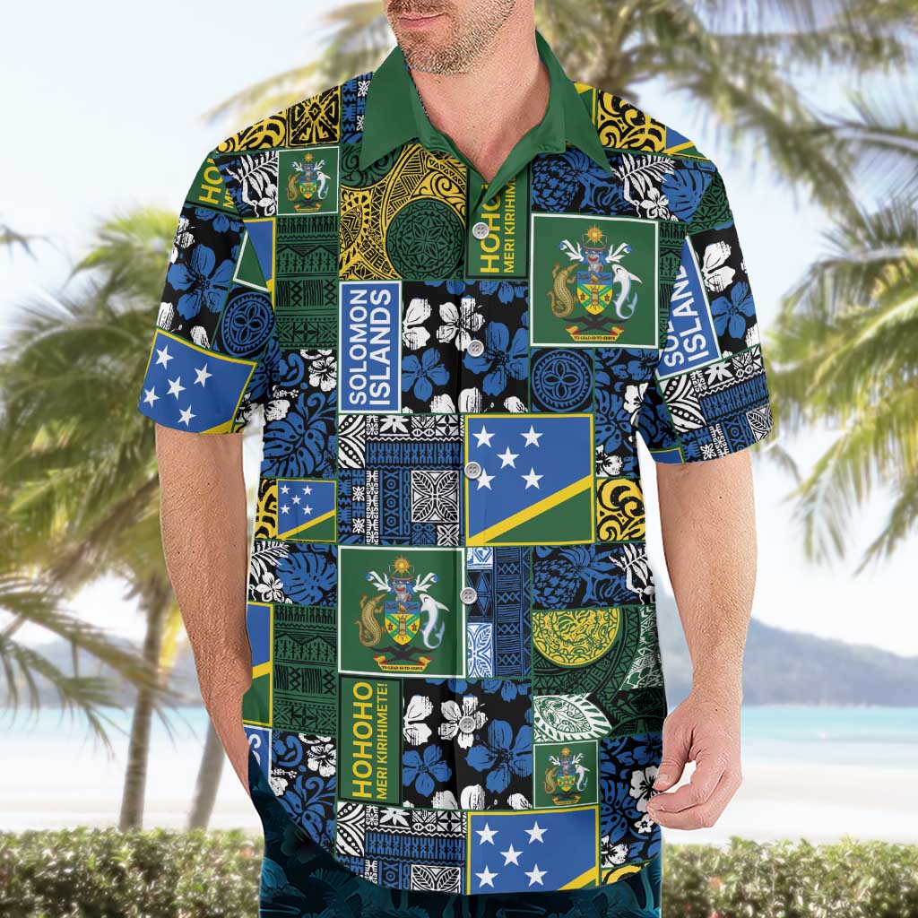 Solomon Islands Meri Kirihimete Hawaiian Shirt Pacific Patchwork Xmas Vibes - Polynesian Pride