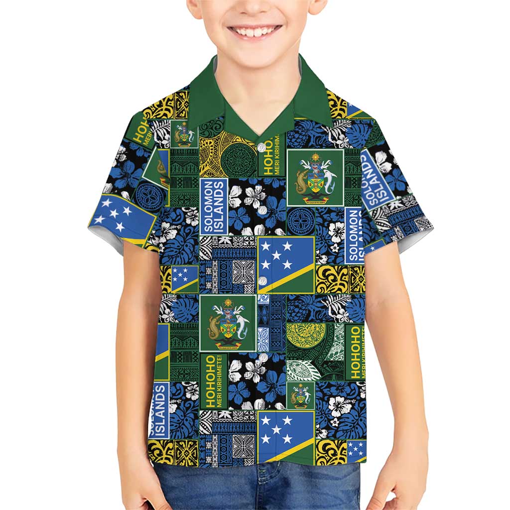 Solomon Islands Meri Kirihimete Hawaiian Shirt Pacific Patchwork Xmas Vibes - Polynesian Pride