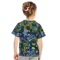 Solomon Islands Meri Kirihimete Kid T Shirt Pacific Patchwork Xmas Vibes - Polynesian Pride