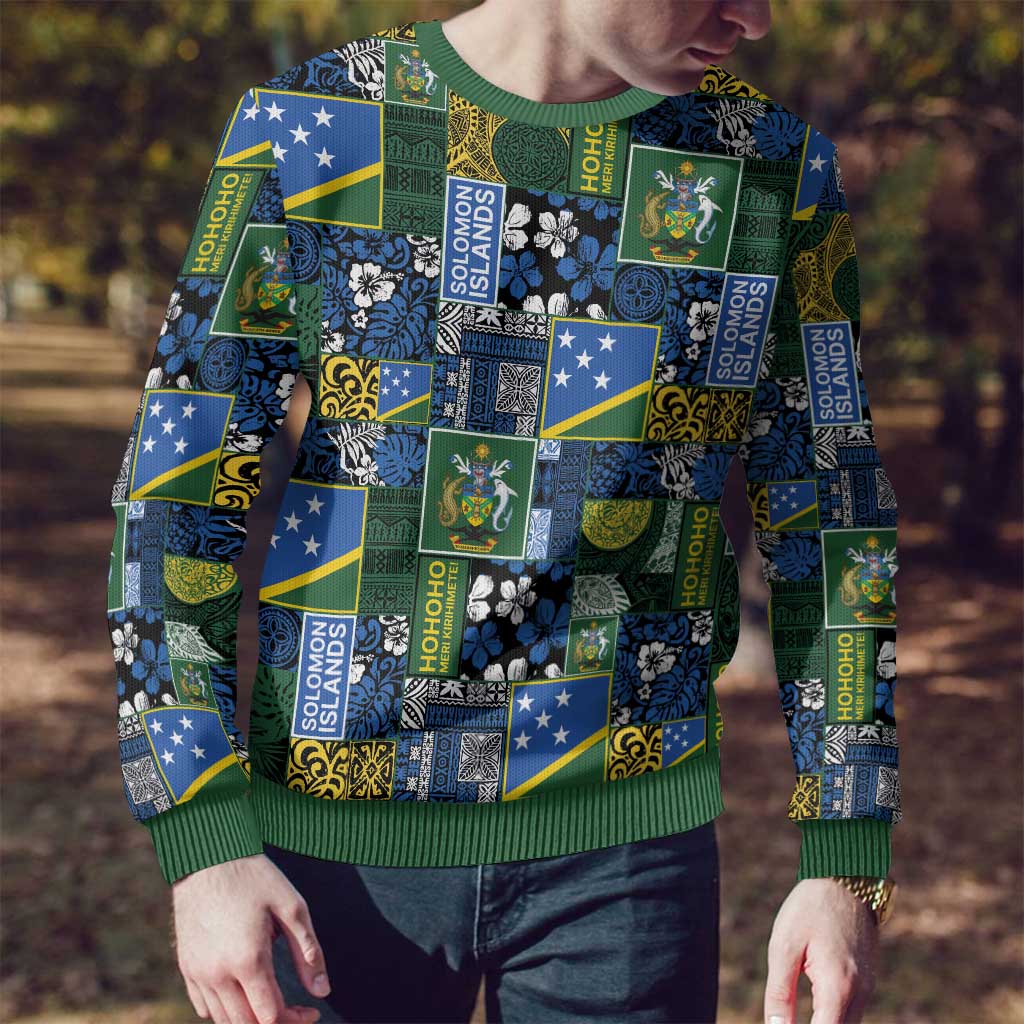 Solomon Islands Meri Kirihimete Ugly Christmas Sweater Pacific Patchwork Xmas Vibes - Polynesian Pride