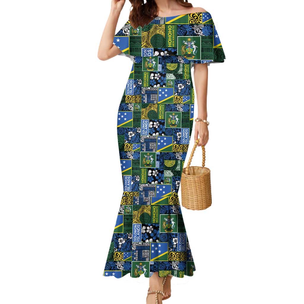 Solomon Islands Meri Kirihimete Mermaid Dress Pacific Patchwork Xmas Vibes - Polynesian Pride