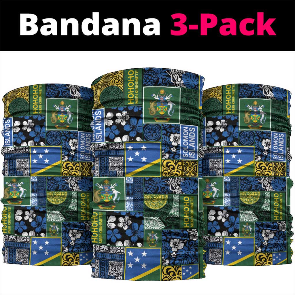 Solomon Islands Meri Kirihimete Neck Gaiter Pacific Patchwork Xmas Vibes - Polynesian Pride