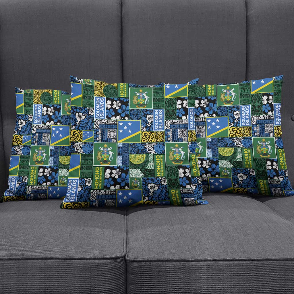 Solomon Islands Meri Kirihimete Pillow Cover Pacific Patchwork Xmas Vibes - Polynesian Pride