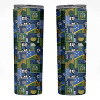 Solomon Islands Meri Kirihimete Skinny Tumbler Pacific Patchwork Xmas Vibes - Polynesian Pride