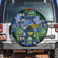 Solomon Islands Meri Kirihimete Spare Tire Cover Pacific Patchwork Xmas Vibes - Polynesian Pride