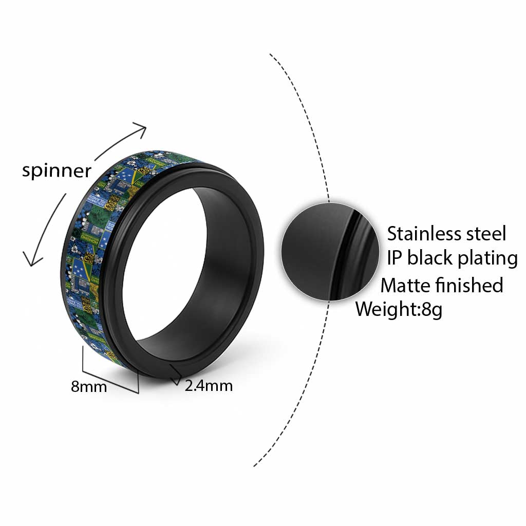 Solomon Islands Meri Kirihimete Spinner Ring Pacific Patchwork Xmas Vibes - Polynesian Pride