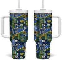 Solomon Islands Meri Kirihimete Tumbler With Handle Pacific Patchwork Xmas Vibes - Polynesian Pride