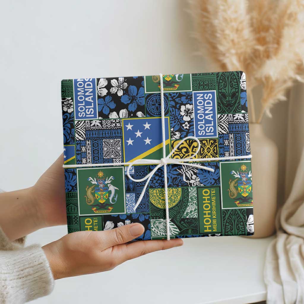 Solomon Islands Meri Kirihimete Wrapping Paper Pacific Patchwork Xmas Vibes - Polynesian Pride
