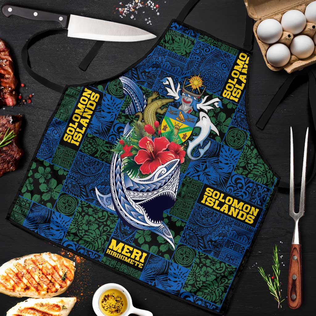Solomon Islands Meri Kirihimete Apron Funny Santa Riding Shark - Polynesian Pride