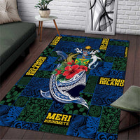 Solomon Islands Meri Kirihimete Area Rug Funny Santa Riding Shark - Polynesian Pride