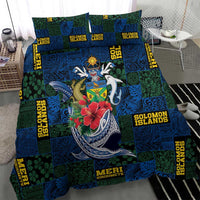 Solomon Islands Meri Kirihimete Bedding Set Funny Santa Riding Shark - Polynesian Pride