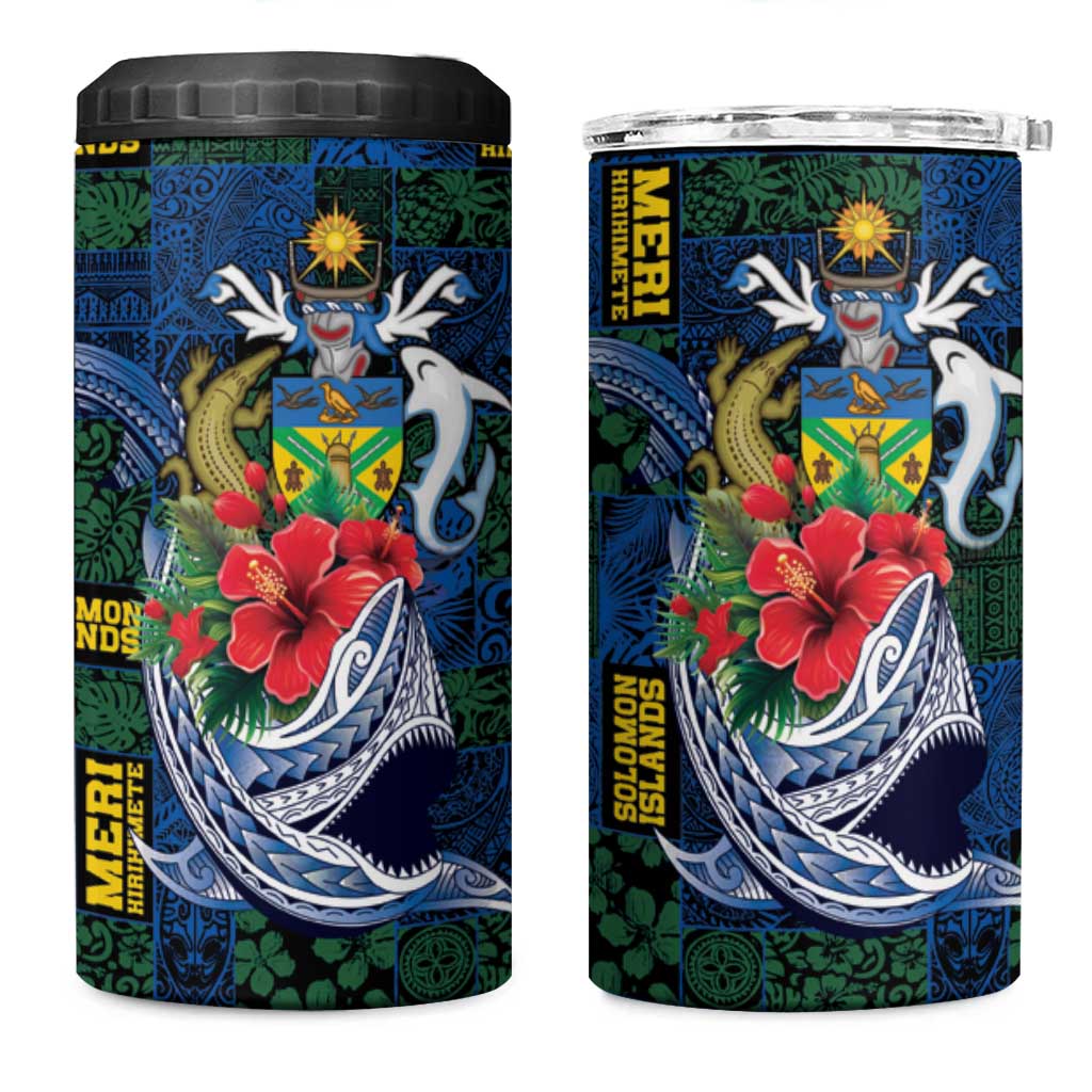 Solomon Islands Meri Kirihimete 4 in 1 Can Cooler Tumbler Funny Santa Riding Shark - Polynesian Pride