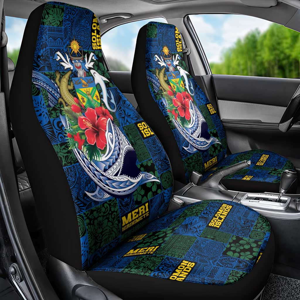 Solomon Islands Meri Kirihimete Car Seat Cover Funny Santa Riding Shark - Polynesian Pride