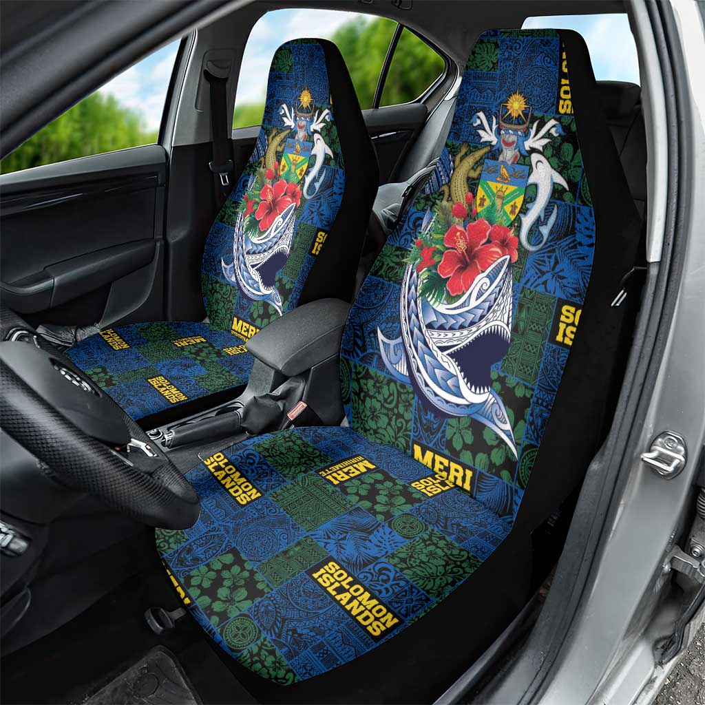 Solomon Islands Meri Kirihimete Car Seat Cover Funny Santa Riding Shark - Polynesian Pride