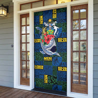 Solomon Islands Meri Kirihimete Door Cover Funny Santa Riding Shark - Polynesian Pride