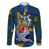 Solomon Islands Meri Kirihimete Family Matching Long Sleeve Bodycon Dress and Hawaiian Shirt Funny Santa Riding Shark - Polynesian Pride