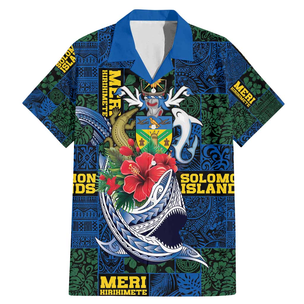 Solomon Islands Meri Kirihimete Family Matching Mermaid Dress and Hawaiian Shirt Funny Santa Riding Shark - Polynesian Pride
