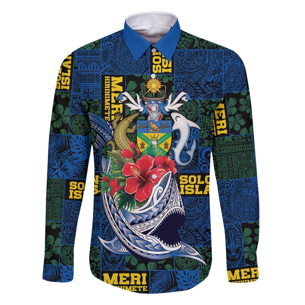 Solomon Islands Meri Kirihimete Family Matching Mermaid Dress and Hawaiian Shirt Funny Santa Riding Shark - Polynesian Pride