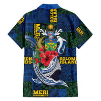 Solomon Islands Meri Kirihimete Family Matching Off Shoulder Maxi Dress and Hawaiian Shirt Funny Santa Riding Shark - Polynesian Pride